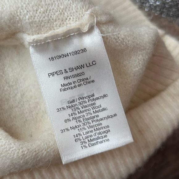 Veronica Beard Miley Colorblock Metallic V-Neck Sweater in Ivory Multi Sz XS - Picture 11 of 11